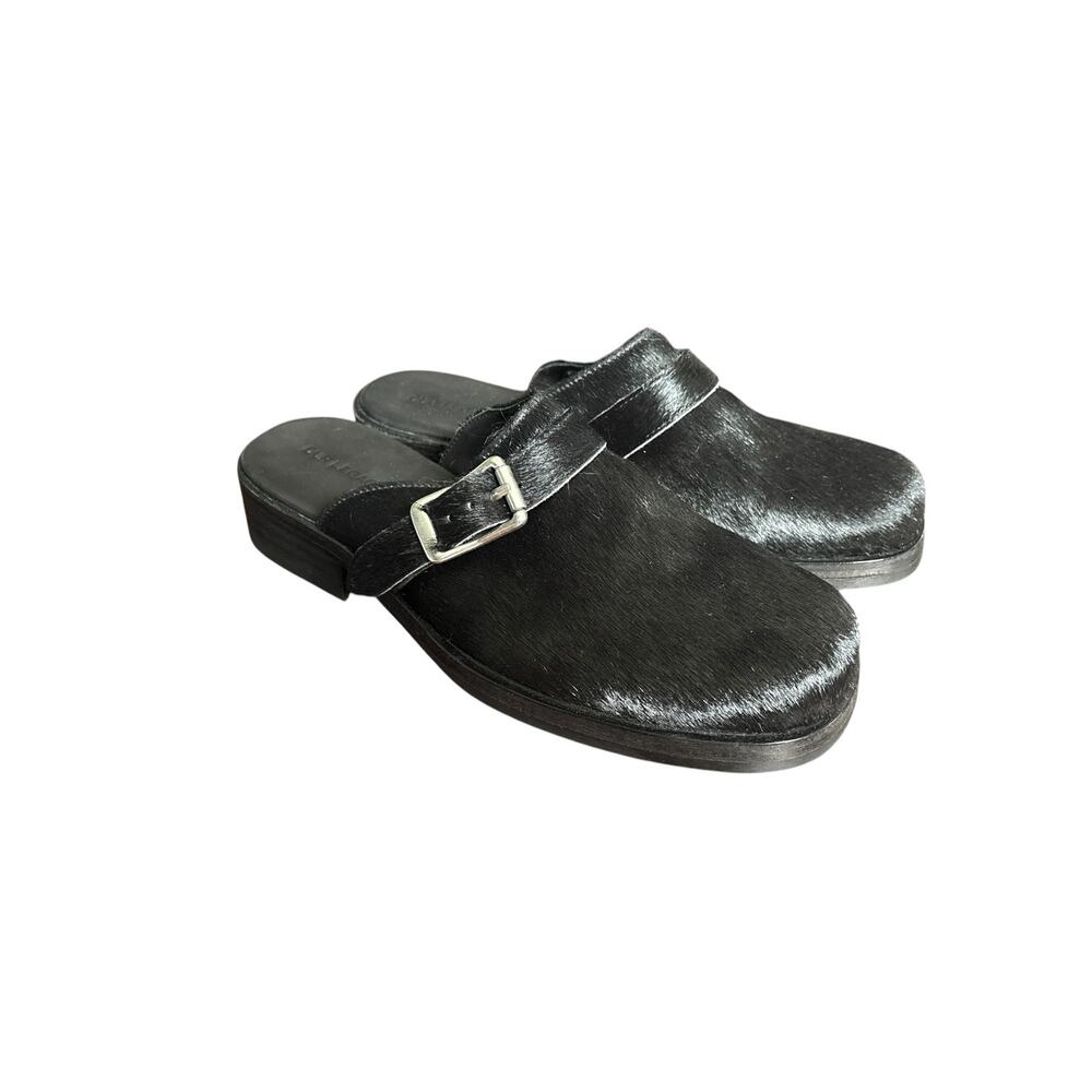 Our Legacy Black Haircalf Leather Buckle Slip-On Clogs